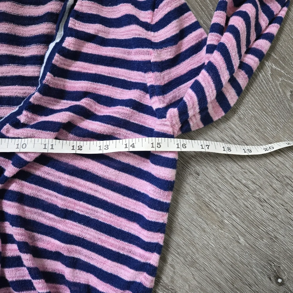 J Crew Striped Cotton Blend V Neck Sweater Cardigan Pink Blue size small